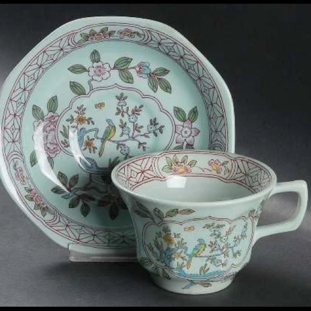 Adams China Flat Cup and Saucer Set Singapore Bird